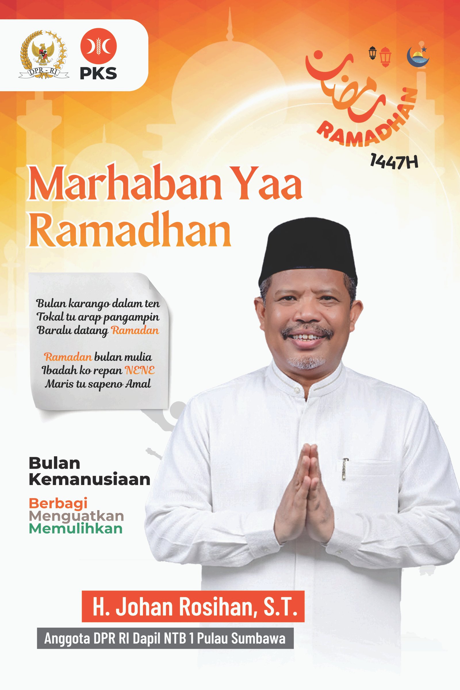 H. Johan Rosihan, S.T. Mengucapkan Selamat Menunaikan Ibadah Puasa Ramadhan 1447H/2026M
