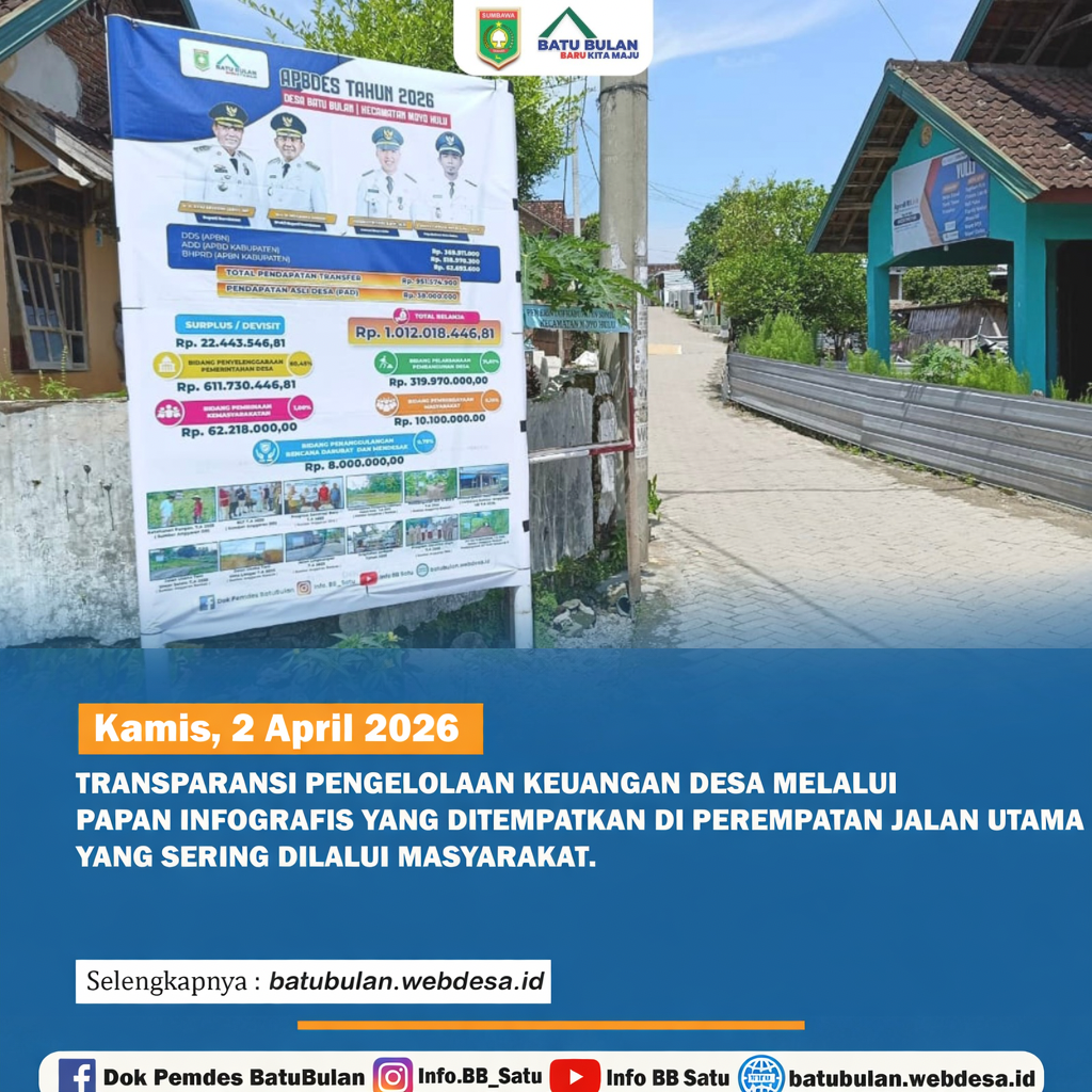 Wujudkan Transparansi, Pemerintah Desa Batu Bulan Rilis Rincian APBDes Tahun 2026