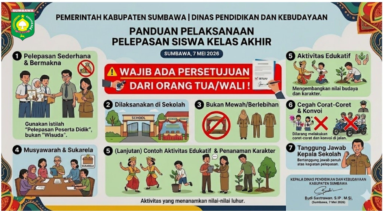 Disdikbud Sumbawa Terbitkan Edaran Pelepasan Siswa, Tekankan Kesederhanaan dan Persetujuan Orang Tua