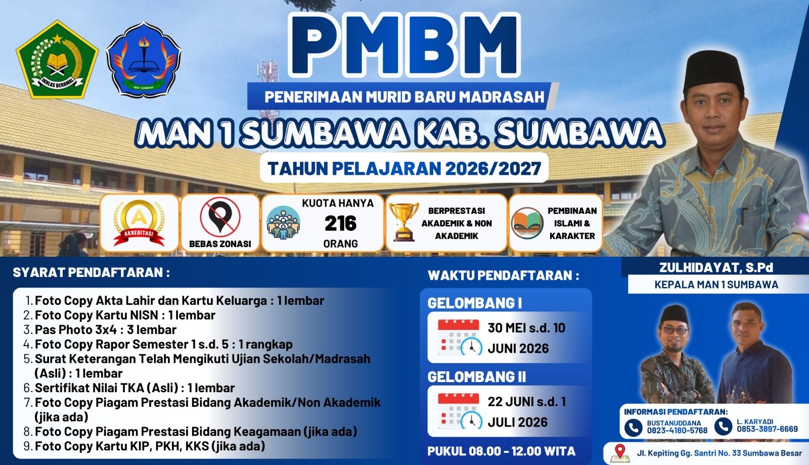 MAN 1 Sumbawa Buka PMBM Tahun Pelajaran 2026/2027, Kuota Hanya 216 Siswa