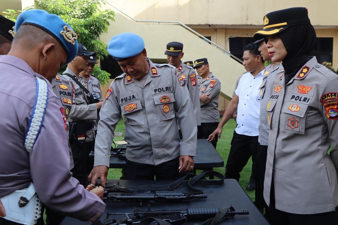  Cegah Penyalahgunaan, Senpi Personel Polres Sumbawa Diperiksa